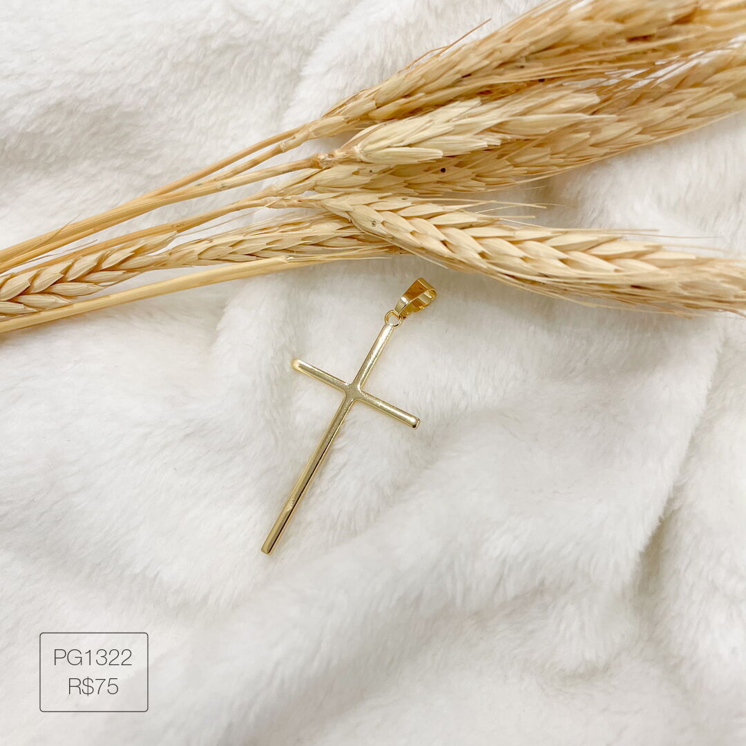 Pingente de Crucifixo GG Liso Dourado